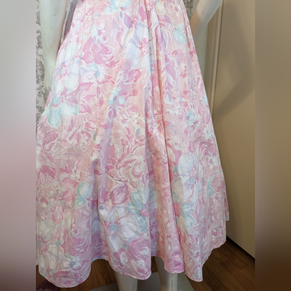True Vintage Pink & White Floral Fit & Flare 1950s Cotton Sun Dress size 0-2 - Picture 7 of 15